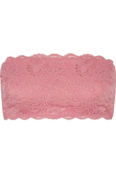 Cosabella Flirtie Stretch Cotton-blend Lace Bandeau Bra In Pink