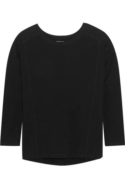 Dkny Stretch-pima Cotton Jersey Top In Black