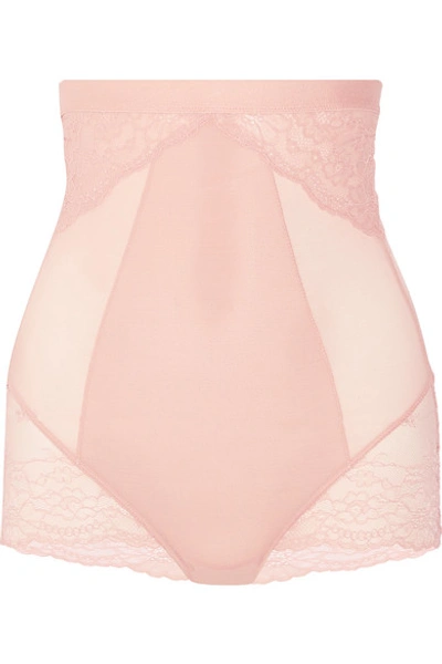 Spanx Spotlight Stretch-tulle And Lace High-rise Briefs In Neutral