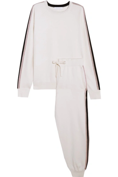 Olivia Von Halle Moscow Striped Silk And Cashmere-blend Sweatshirt And Track Pants Set In Ivory