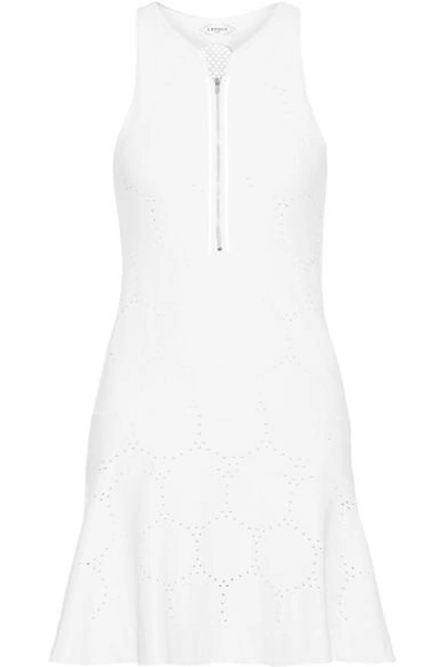 L'etoile Sport Mesh-paneled Stretch Pointelle-knit Tennis Dress In White