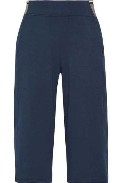 Lndr Wander Cropped Cotton-blend Jersey Wide-leg Pants In Navy