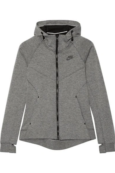 Nike Tech Fleece Cotton-blend Jersey Hooded Top In Gray