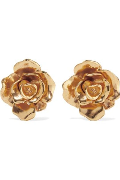 Oscar De La Renta Rosette Gold-tone Clip Earrings