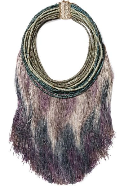 Rosantica Havana Tasseled Beaded Necklace In Purple