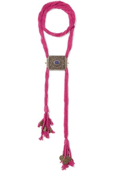 Etro Silk, Burnished Gold-tone And Stone Necklace In Bubblegum