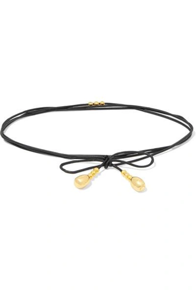 Elizabeth And James Dotti Leather And Gold-plated Choker In Black