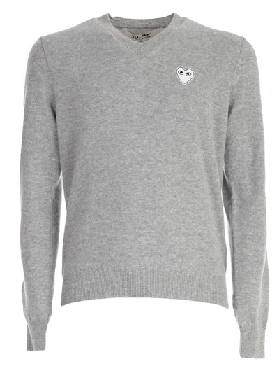 Comme Des Garçons Play Sweater In Grey