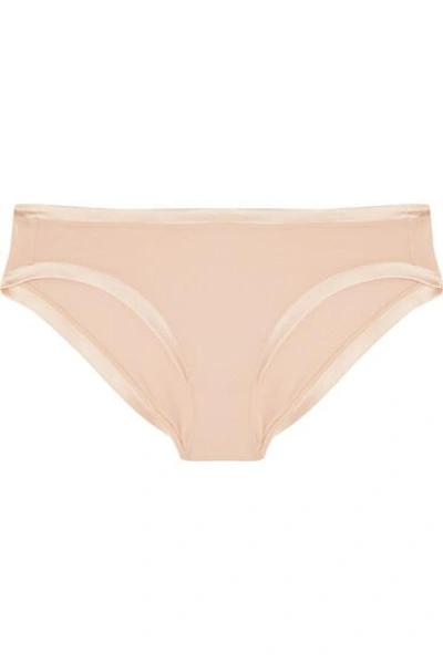 Eres Paradis Aurore Satin-trimmed Stretch-cotton Briefs In Antique Rose