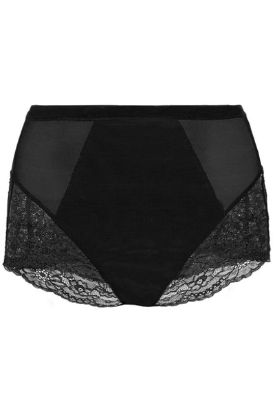 Spanx Spotlight Stretch-tulle And Lace Briefs In Black