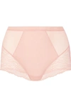 Spanx Spotlight Stretch-tulle And Lace Briefs In Neutral