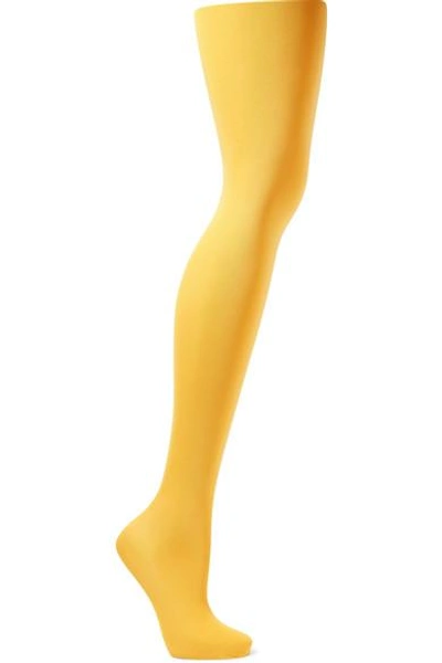 Balenciaga Ribbed Tights In Yellow