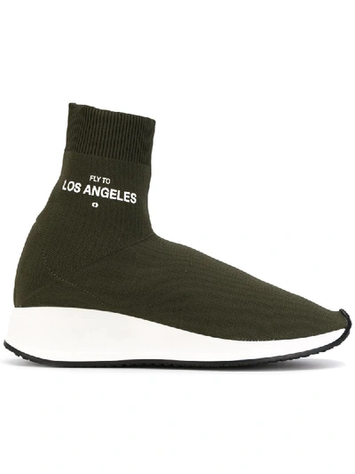 Joshua Sanders Khaki Fly To Los Angeles Sock Sneakers In Green