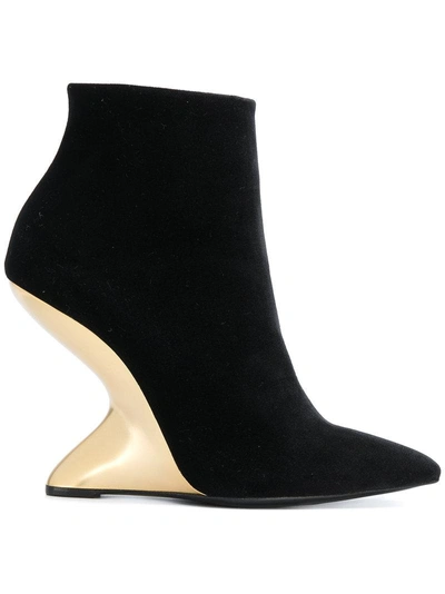 Ferragamo Salvatore  Sculpted-heel Ankle Boots - Black