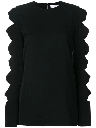Victoria Victoria Beckham Cut Out Sleeve Top In Black