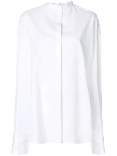 Haider Ackermann Byron Oversized Stand-collar Cotton Shirt In White