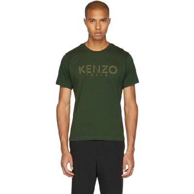 Kenzo Logo Printed Cotton Jersey T-shirt In 51dark Khaki