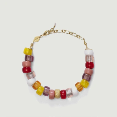 Anni Lu Poolside Tipsy 18ct Yellow Gold-plated Brass, Freshwater Pearl And Glass Bead Bracelet In Multi