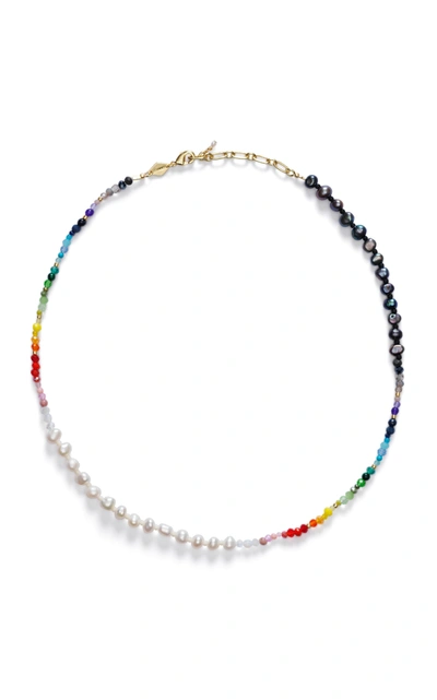 Anni Lu Gold-plated Iris Pearl Multi-stone Beaded Necklace