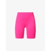 Alo Yoga High-rise Logo-print Stretch-jersey Shorts In Neon Pink