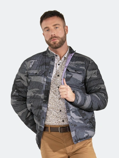 Lords Of Harlech Mao Crane Camo Jacket Charcoal In Grey