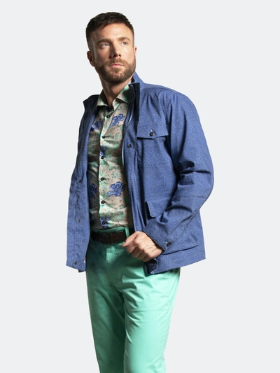 Lords Of Harlech Mission Burlap Jacket Navy In Blue