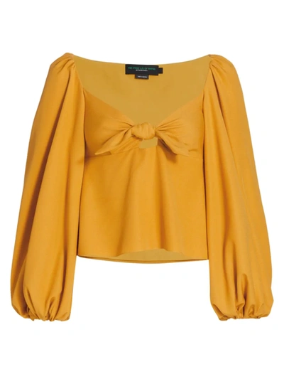 No Pise La Grama Womens Yellow Maria Camila Puffed-sleeve Crepe Top S