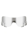 Versace 40mm Irregular Mirror Shield Sunglasses In Grey