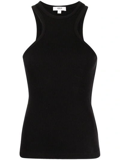 Agolde Ribbed Knitted Sleeveless Top In Black