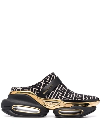 Balmain B Bold Monogram Jacquard Mules In Ivoire Noir