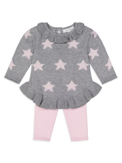 Miniclasix Baby Girl's 2-piece Intarsia Sweater & Leggings Set In Grey Pink