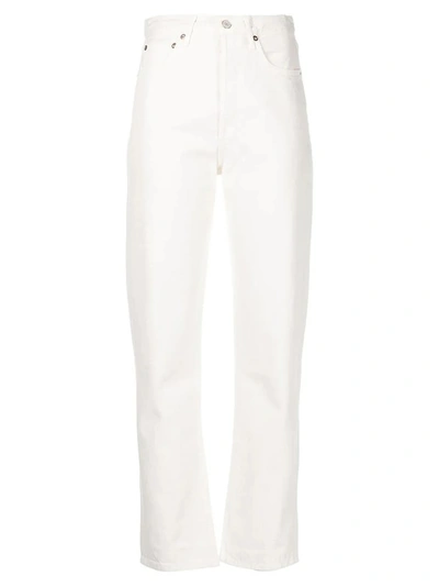 Agolde 90s Pinch Waist Recycled Leather Jeans In White