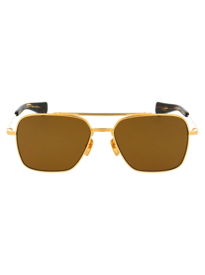 Dita Women's  Yellow Metal Sunglasses In Yellow Gold W/dark Brown Polarized