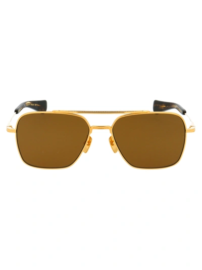 Dita Flight Seven Sunglasses In Yellow Gold W/dark Brown Polarized