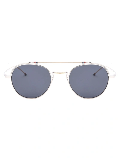Thom Browne Tb-912 Sunglasses In Silver - White Gold W/ Dark Grey - Ar |  ModeSens