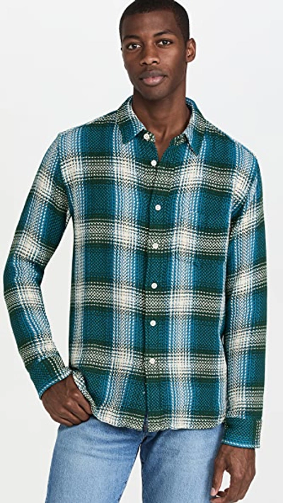 Corridor Acid Plaid Whistler Nocturne Button-up Shirt In Turquoise