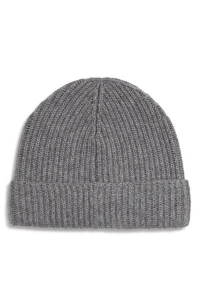 Andrew Stewart Cashmere Ribbed Beanie In 020gry