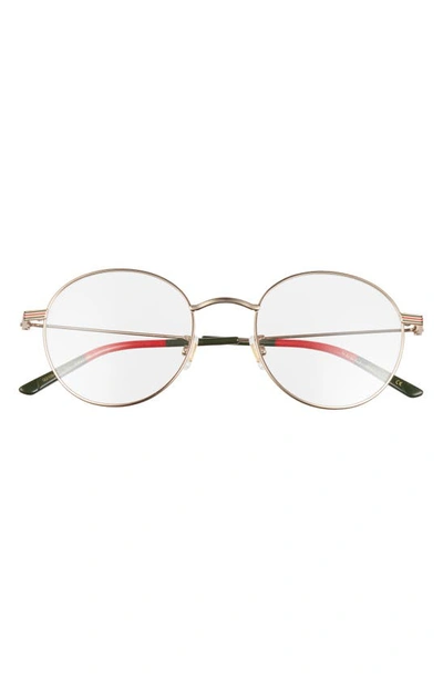 Gucci 51mm Round Optical Glasses In Gold