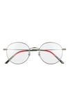 Gucci 51mm Round Optical Glasses In Ruthenium
