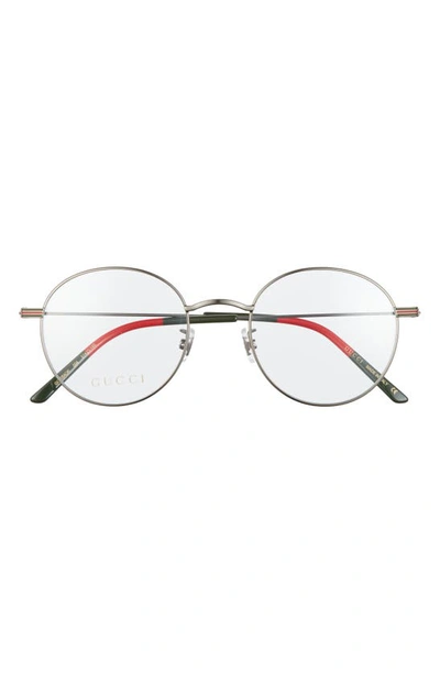 Gucci 51mm Round Optical Glasses In Ruthenium