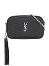 Saint Laurent Lou Mini Bag In Quilted Grain De Poudre Embossed Leather In Black