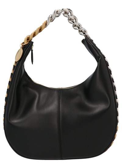 Stella Mccartney Small Frayme Faux Leather Shoulder Bag In Black