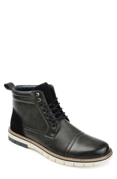 Vance Co. Lucien Vegan Leather Cap Toe Boot In Black