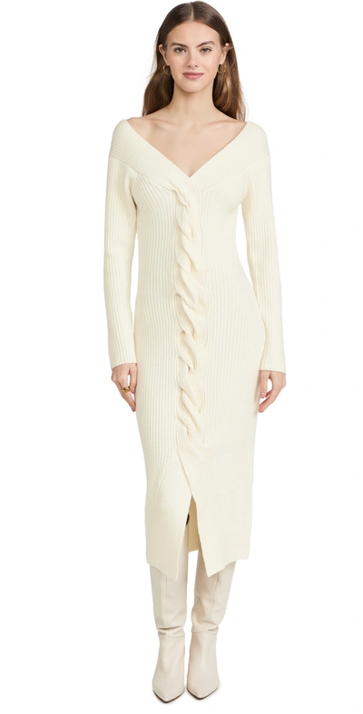 Amur Trianna Off-shoulder Merino Wool Dress In Off White