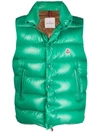 Moncler Mens Green Tibb Branded Shell-down Gilet 42