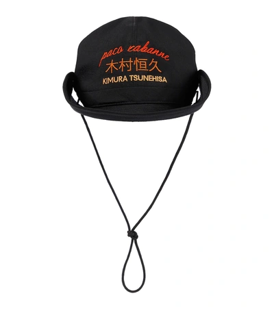 Paco Rabanne X Kimura Tsunehisa Embroidered Faille Bucket Hat In Black