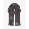 Vivienne Westwood Mens Anthracite Orb And Logo-embroidered Wool Scarf In Grey