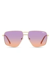 Quay High Key Mini 51mm Aviator Sunglasses In Gold/ Orange Red