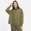 Nike Sportswear Essential Women's Fleece Cardigan In Medium Olive/white
