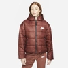 Nike Women's  Sportswear Therma-fit Repel Hooded Jacket In Bronze Eclipse/black/white